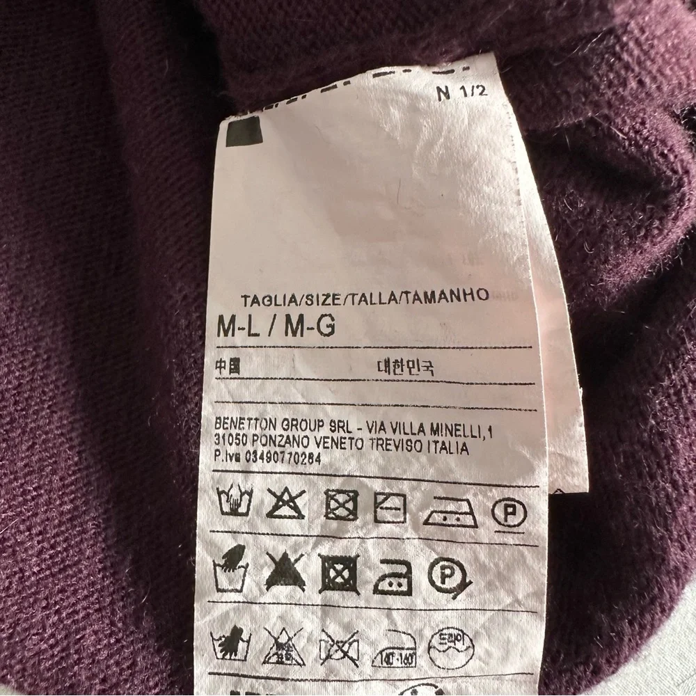 Benetton purple cashmere blend sweater medium/large M/L